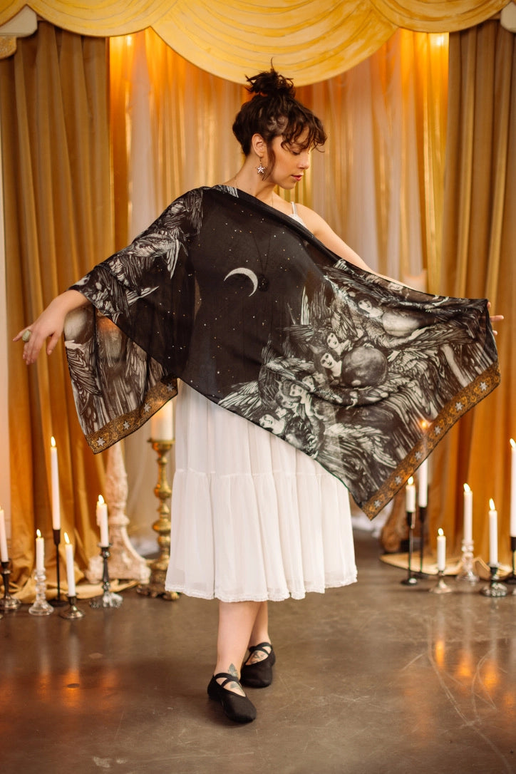 The Guardians Bohemian Scarf with Angels, Moons & Stars