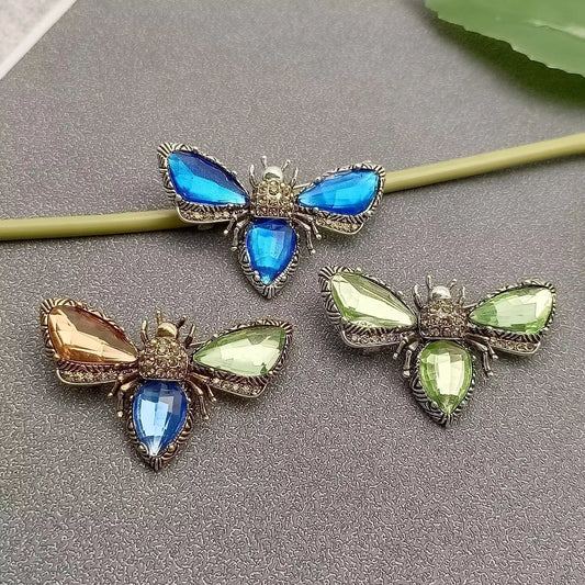 Glass Rhinestone Bee Brooch