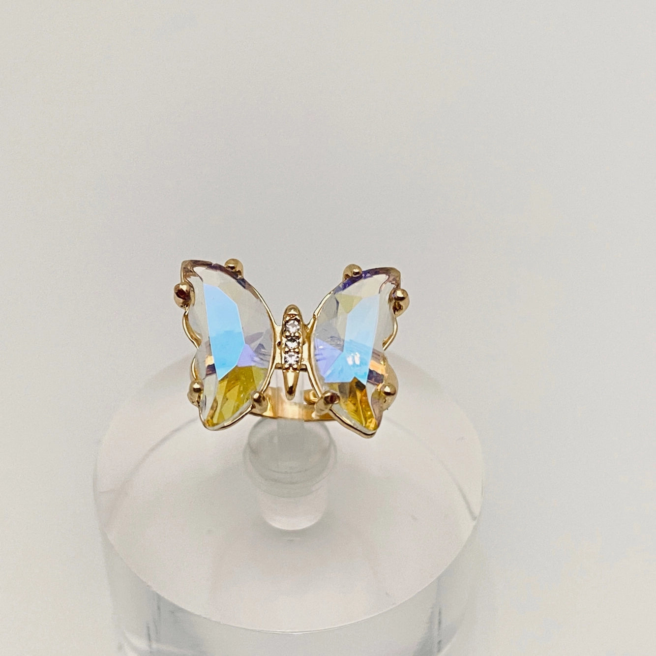 Gradient Glass Butterfly Ring