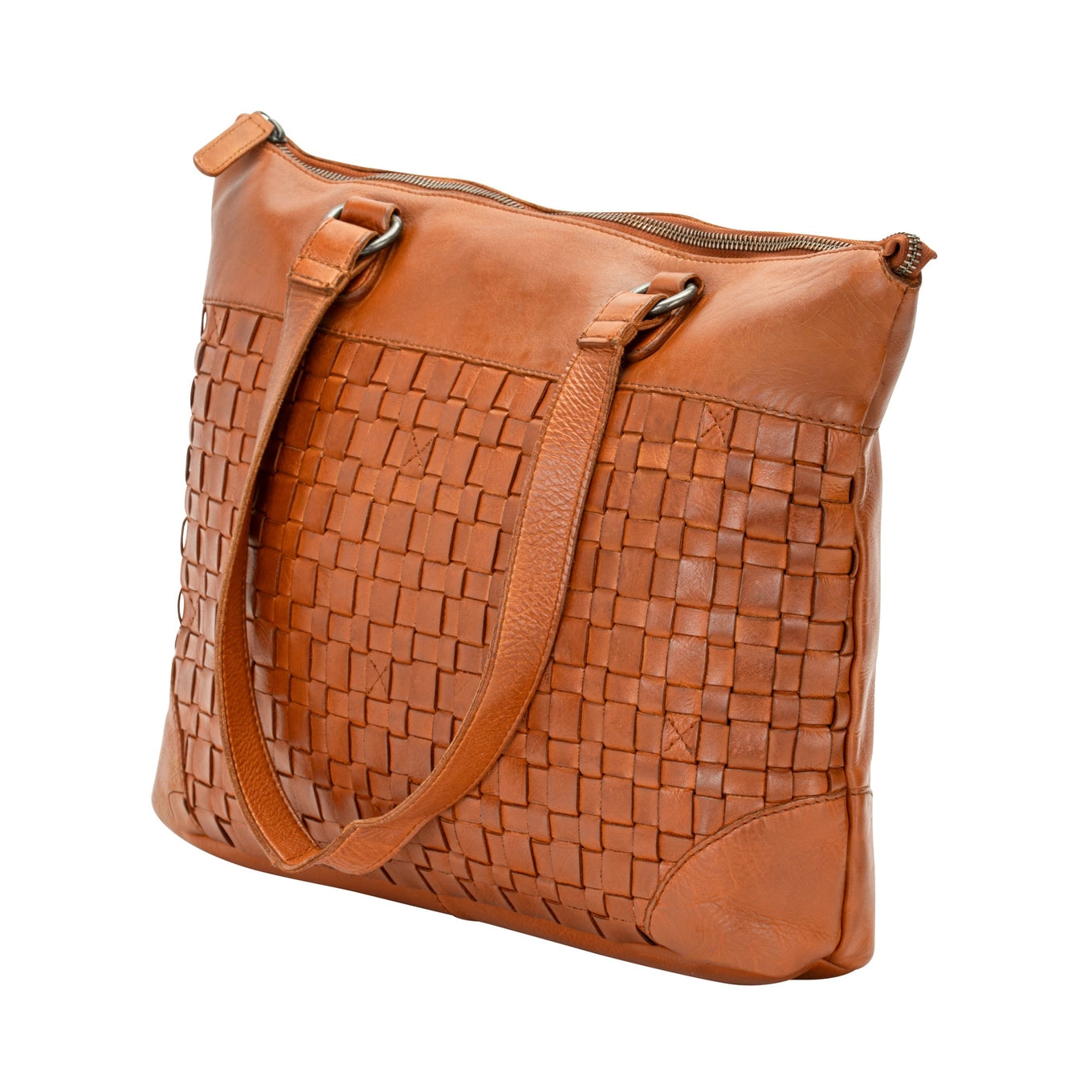 The Harlow Tote Bag — Vintage Tan Leather Work Tote