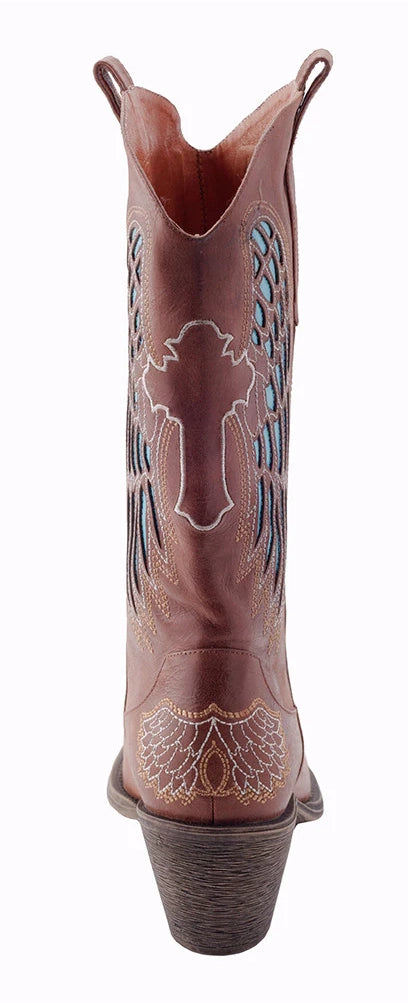 Brown Leather Cowboy Boots - Jade