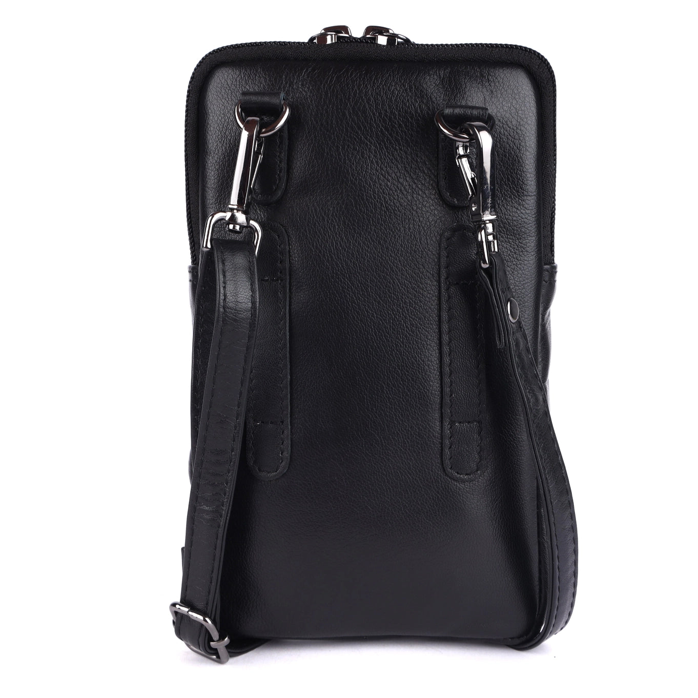Cleo Black Leather Phone Crossbody Bag