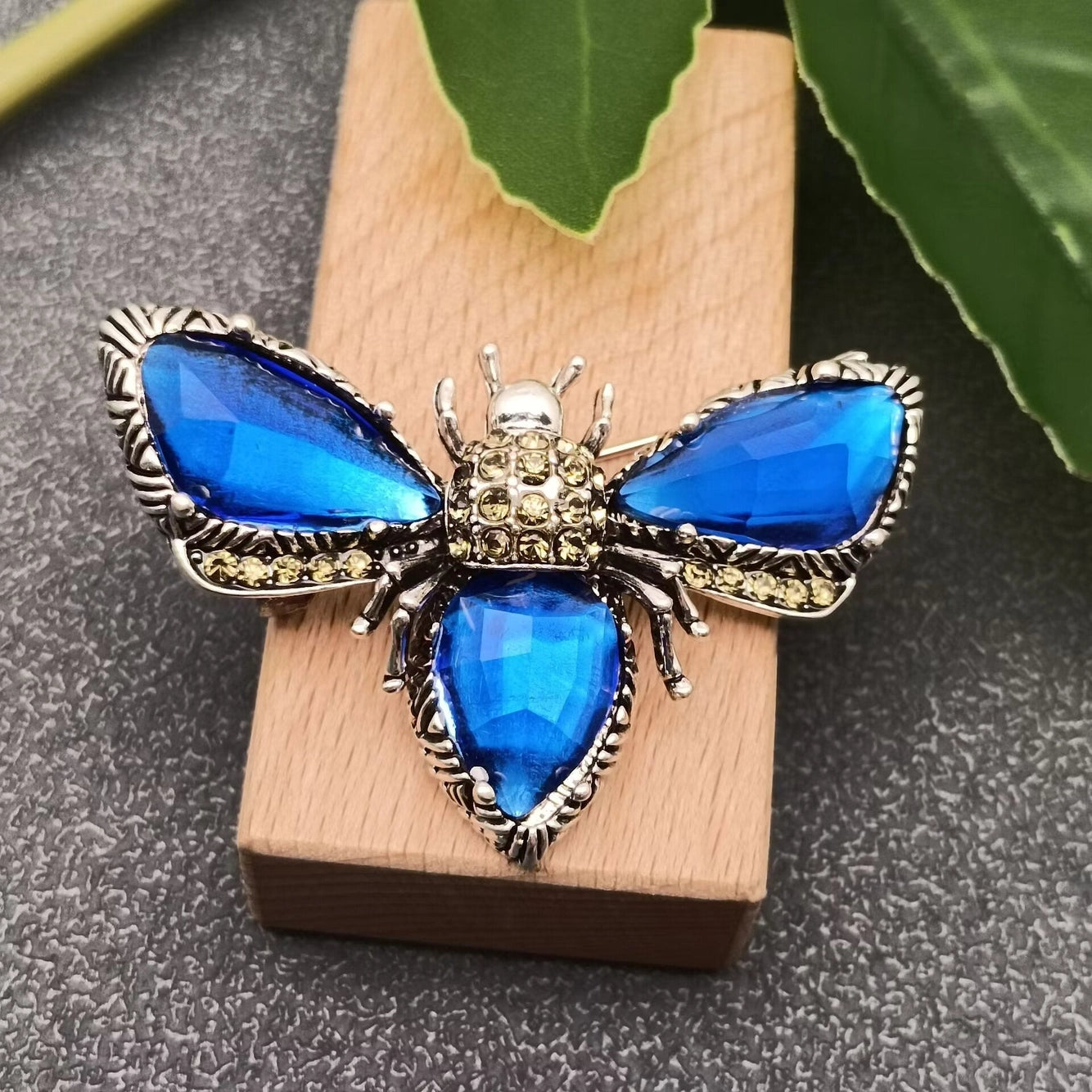 Glass Rhinestone Bee Brooch