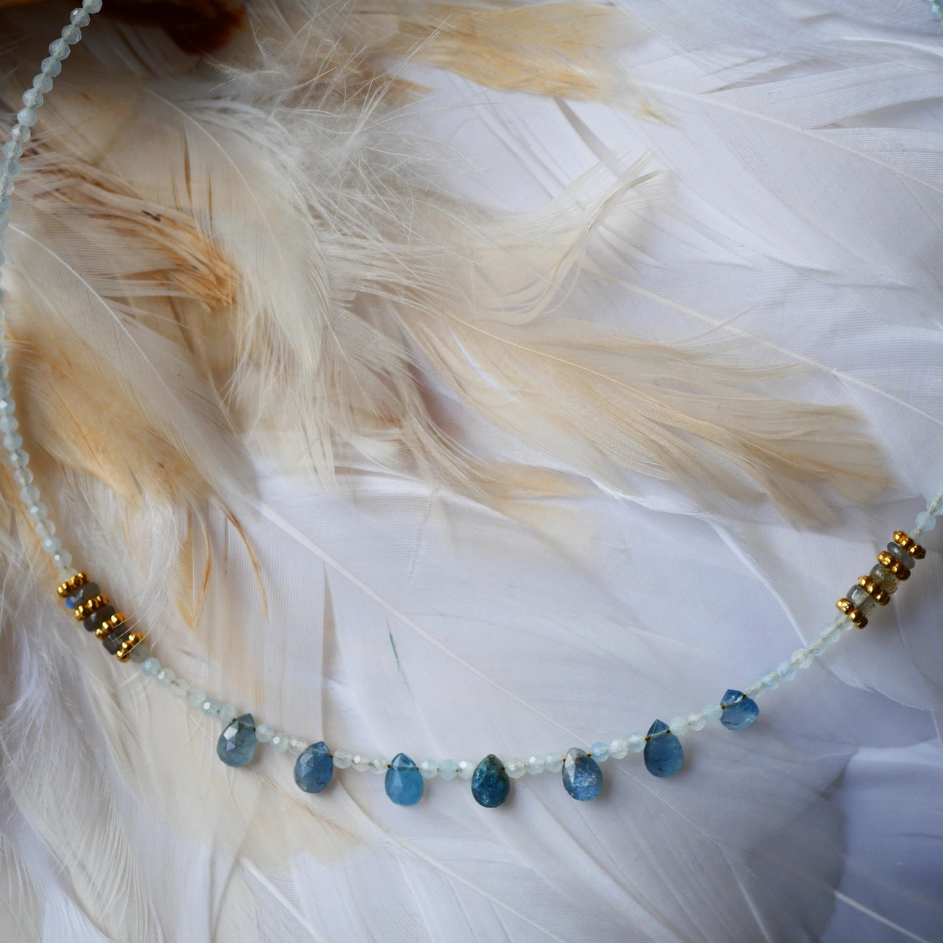 Tej Necklace - Aquamarine, Labradorite