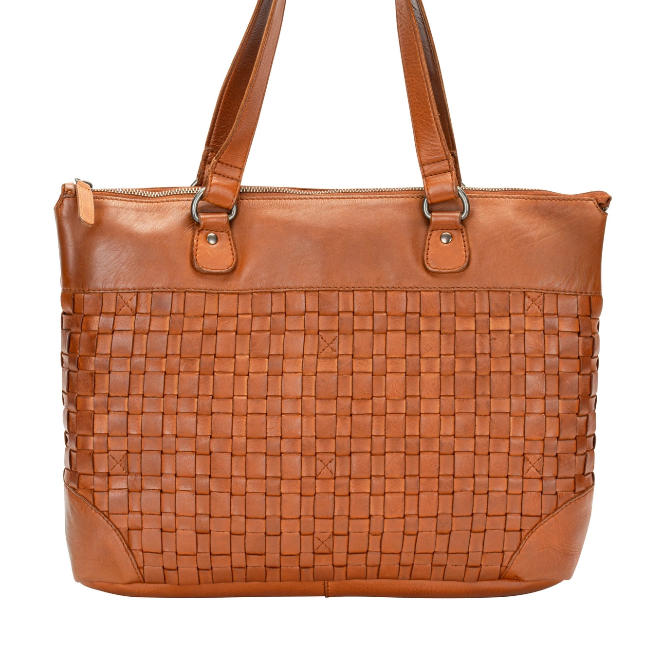 The Harlow Tote Bag — Vintage Tan Leather Work Tote