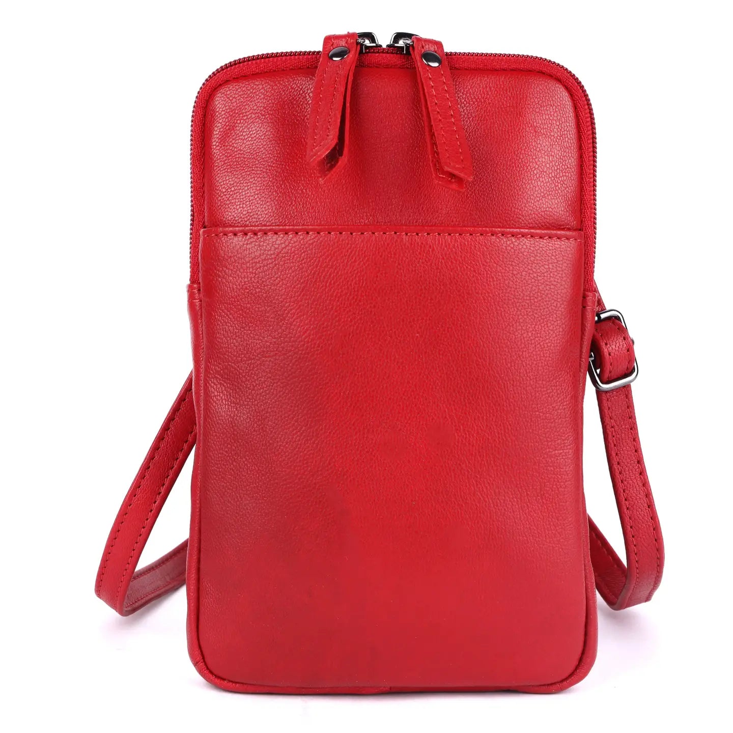 Cleo Red Leather Phone Crossbody Bag