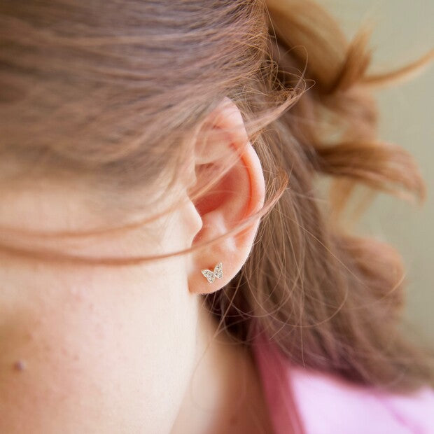 Crystal Butterfly Stud Earrings in Silver