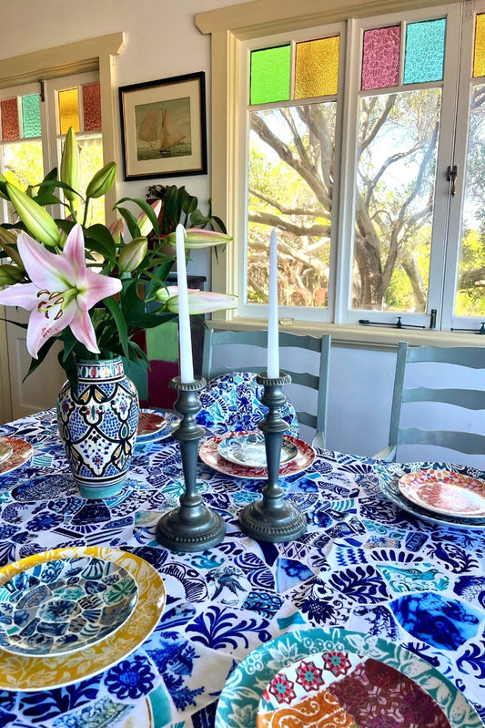 Anna Chandler Tablecloth - Blue Mosaic